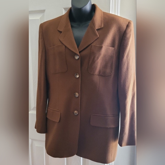 Jones New York women's blazer jacket brown wool size 10 - Picture 1 of 10